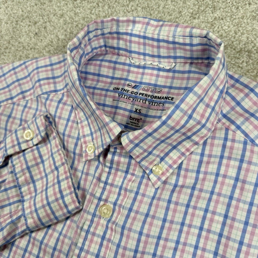 Vineyard Vines Plaid Performance Plaid On The Go Brrr Button Shirt XS